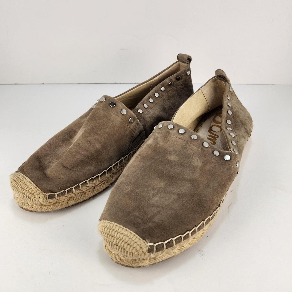 Sam Edelman Taupe Suede Studded Espadrille Flats Slip On Women's Size 9M